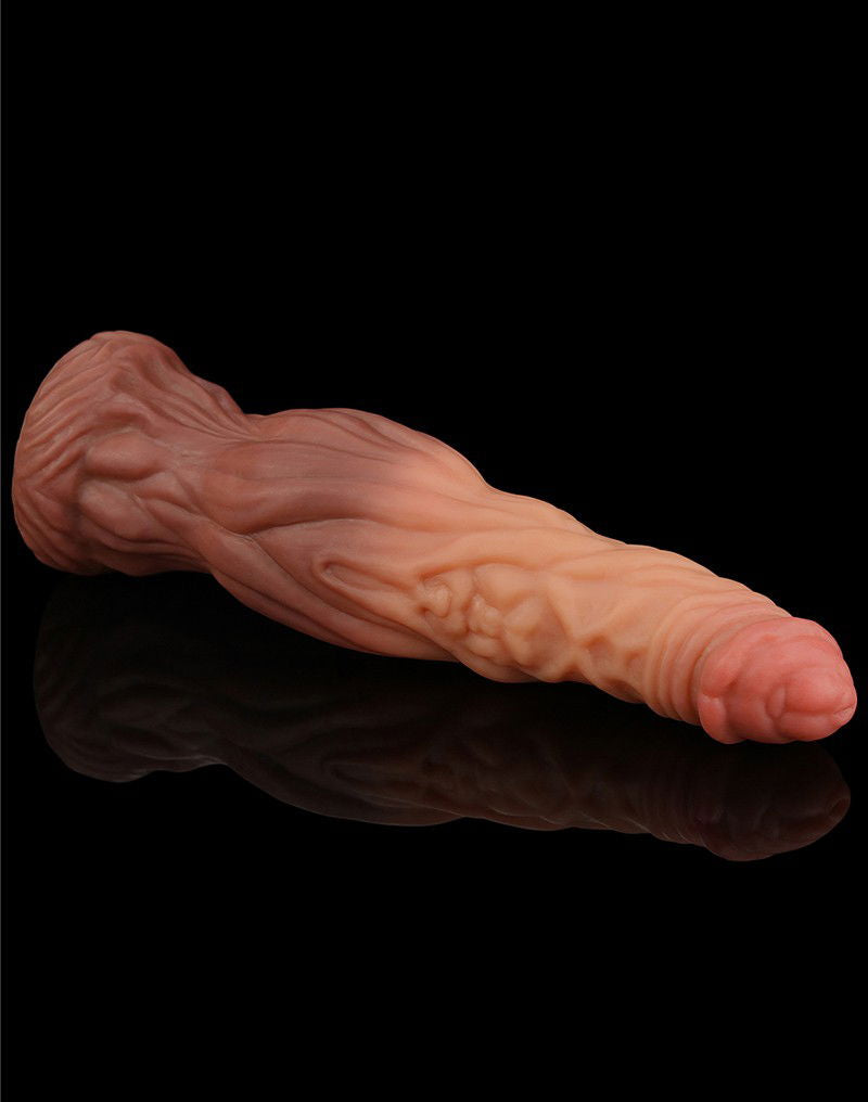 LoveToy - Dildo met Aderen 24.5 cm - Nude/Bruin