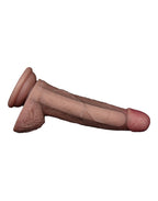 LoveToy - Dubbellaagse siliconen dildo 18,5 cm (Ø 3,7 cm) - Bruin