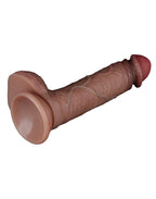 LoveToy - Dubbellaagse siliconen dildo 19,5 cm (Ø 3,7 cm) - Bruin
