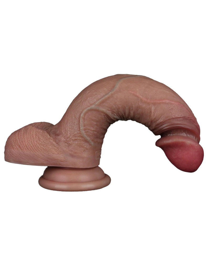 LoveToy - Dubbellaagse siliconen dildo 19,5 cm (Ø 3,7 cm) - Bruin