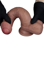 LoveToy - Dubbellaagse siliconen dildo 20,5 cm (Ø 4 cm) - Bruin