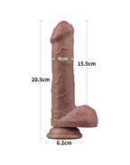 LoveToy - Dubbellaagse siliconen dildo 20,5 cm (Ø 4 cm) - Bruin