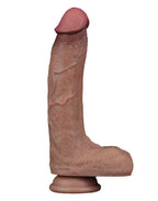 LoveToy - Dubbellaagse siliconen dildo 21,5 cm (Ø 4,2 cm) - Bruin
