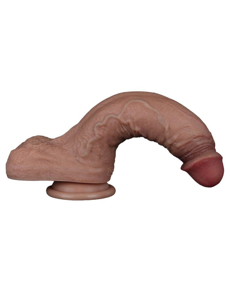LoveToy - Dubbellaagse siliconen dildo 21,5 cm (Ø 4,2 cm) - Bruin