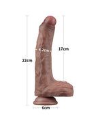 LoveToy - Dubbellaagse siliconen dildo 22 cm (Ø 4,2 cm) - Bruin