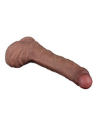 LoveToy - Dubbellaagse siliconen dildo 22 cm (Ø 4,2 cm) - Bruin