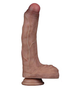 LoveToy - Dubbellaagse siliconen dildo 22 cm (Ø 4,2 cm) - Bruin