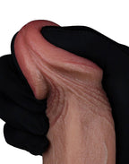 LoveToy - Dubbellaagse siliconen dildo 22,5 cm (Ø 4,2 cm) - Bruin