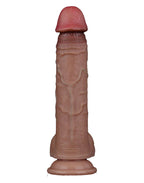 LoveToy - Dubbellaagse siliconen dildo 23,5 cm (Ø 4,3 cm) - Bruin