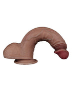 LoveToy - Dubbellaagse siliconen dildo 23,5 cm (Ø 4,3 cm) - Bruin