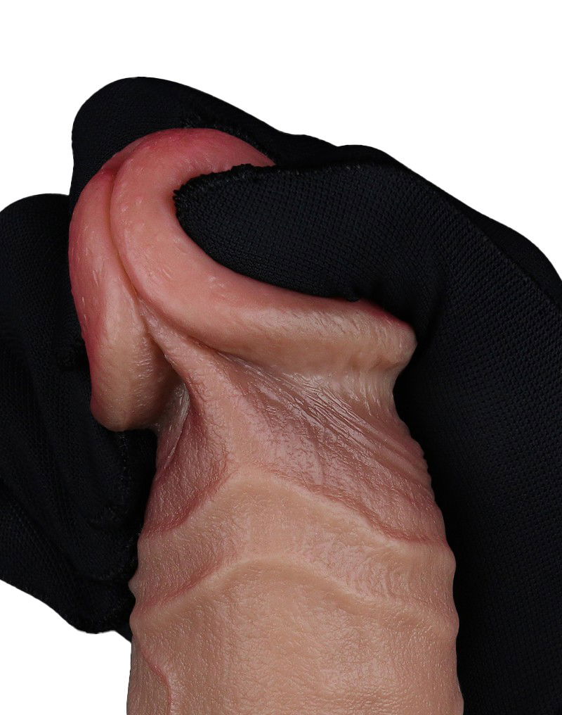 LoveToy - Dubbellaagse siliconen dildo 23,5 cm (Ø 4,3 cm) - Bruin