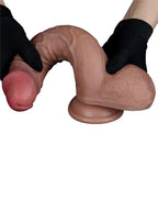 LoveToy - Dubbellaagse siliconen dildo 23,5 cm (Ø 4,3 cm) - Bruin