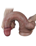 LoveToy - Dubbellaagse siliconen dildo 29.5 cm (Ø 5.5 cm) - Bruin