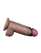 LoveToy - Dubbellaagse siliconen dildo XXL 24.6 cm (Ø 7 cm) - Bruin