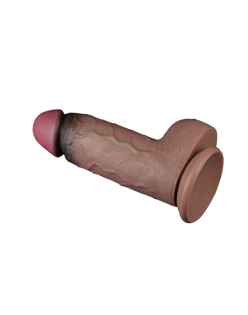 LoveToy - Dubbellaagse siliconen dildo XXL 24.6 cm (Ø 7 cm) - Bruin