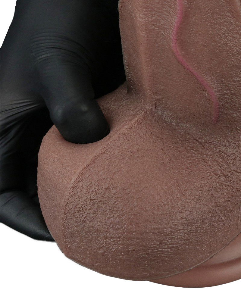 LoveToy - Dubbellaagse siliconen dildo XXL 31 cm (Ø7.6 cm) - Bruin