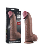 LoveToy - Dubbellaagse siliconen dildo XXL 33 cm (Ø5,5 cm) - Bruin