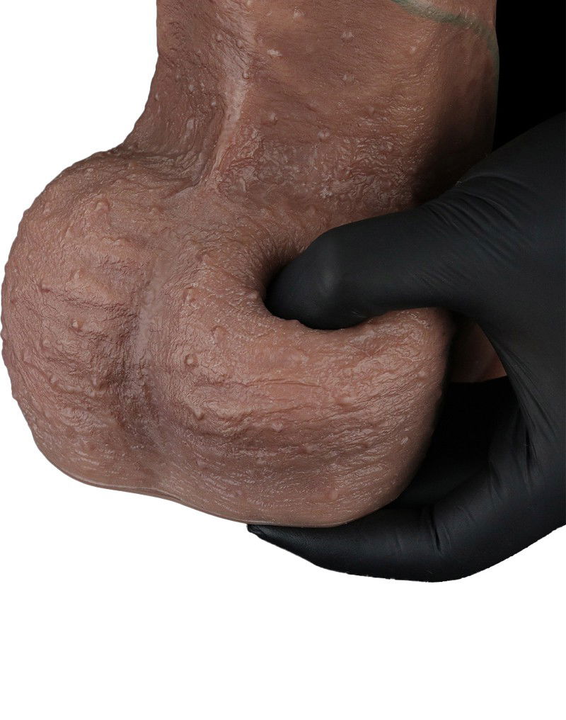 LoveToy - Dubbellaagse siliconen dildo XXL 33 cm (Ø5,5 cm) - Bruin