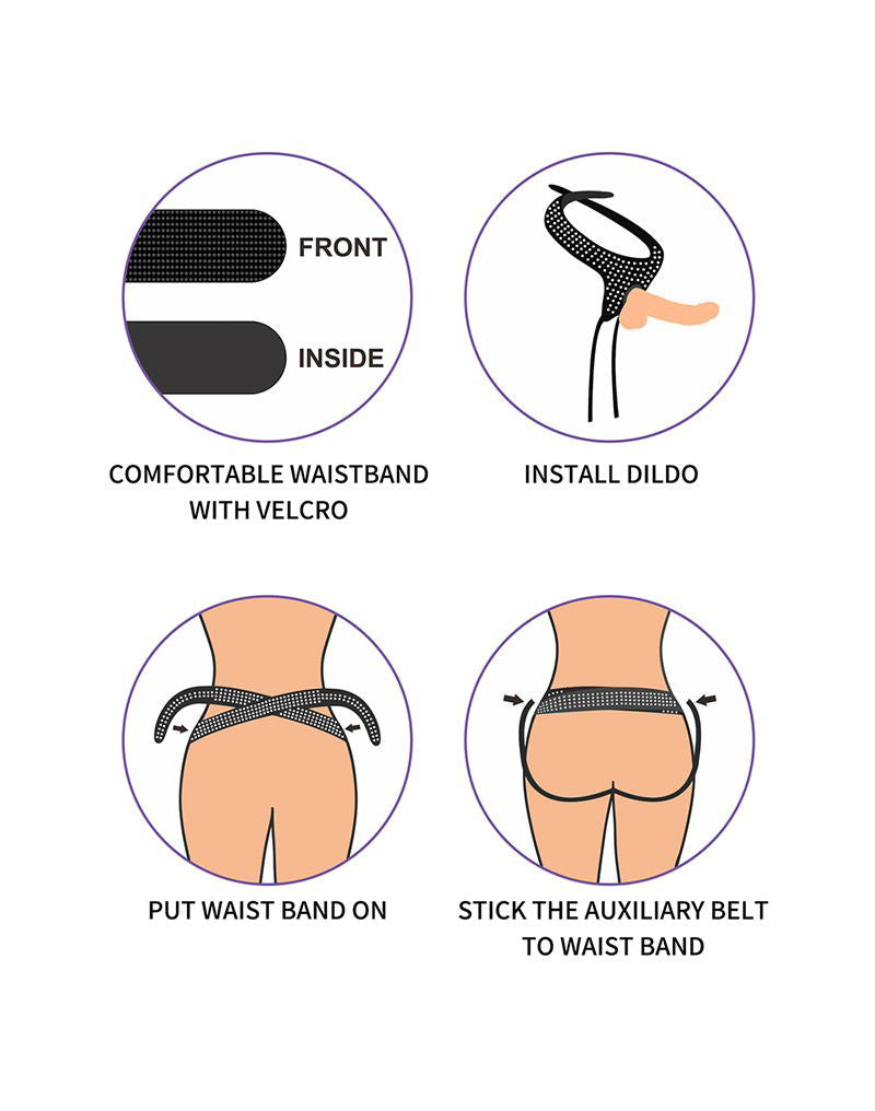 LoveToy - Easy Strap-on Harnas (zonder dildo) - Zwart & Wit