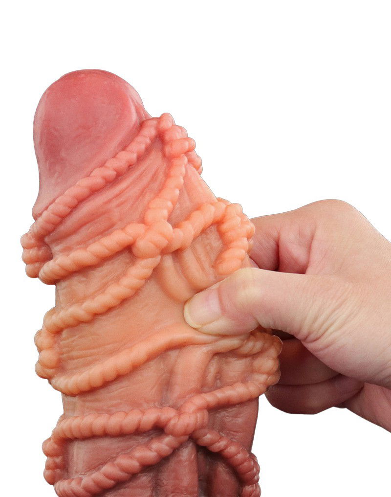 LoveToy - Extreme Dildo met Touw Motief 26.5 cm - Bruin & Nude