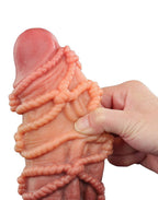 LoveToy - Extreme Dildo met Touw Motief 26.5 cm - Bruin & Nude