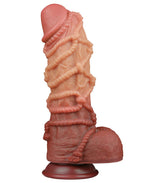 LoveToy - Extreme Dildo met Touw Motief 26.5 cm - Bruin & Nude