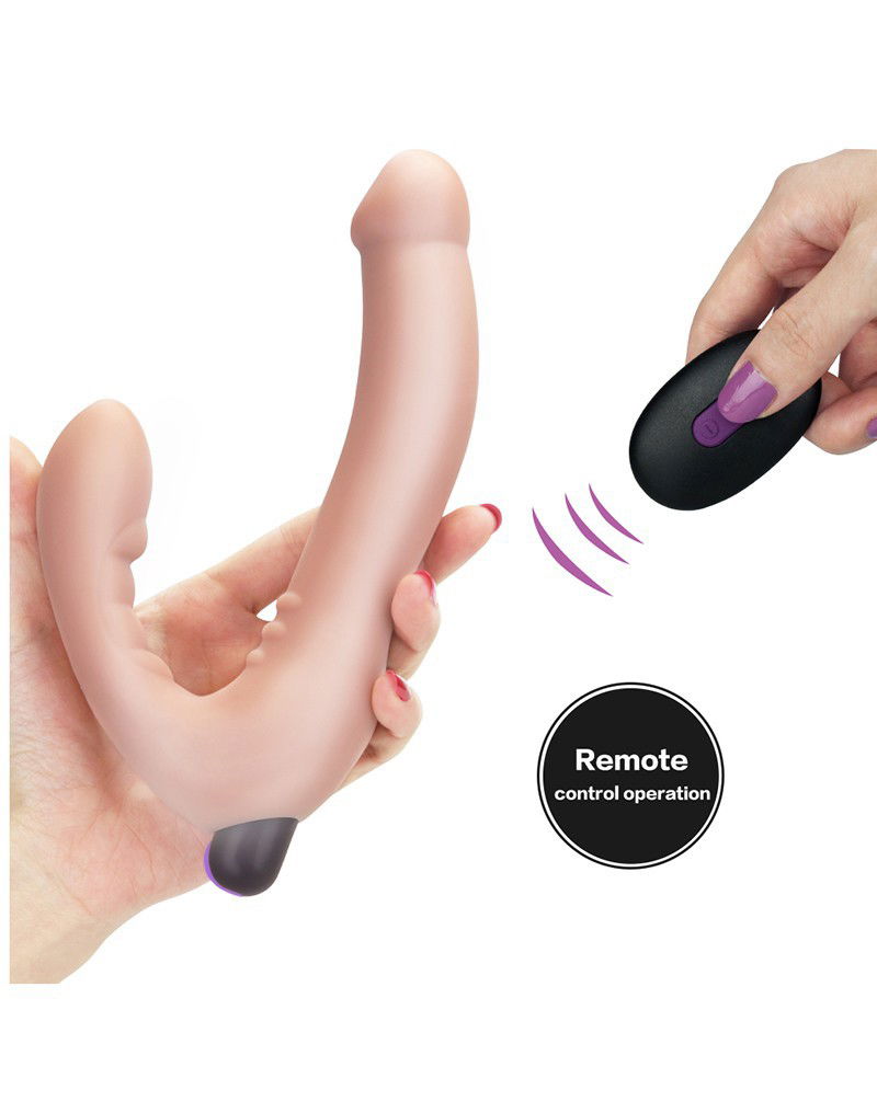 LoveToy - iJoy - Vibrerende Dubbele Dildo met afstandbediening - Nude