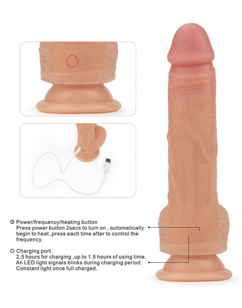 LoveToy - Roterende & Verwarmde Realistische Dildo 21 cm - Nude