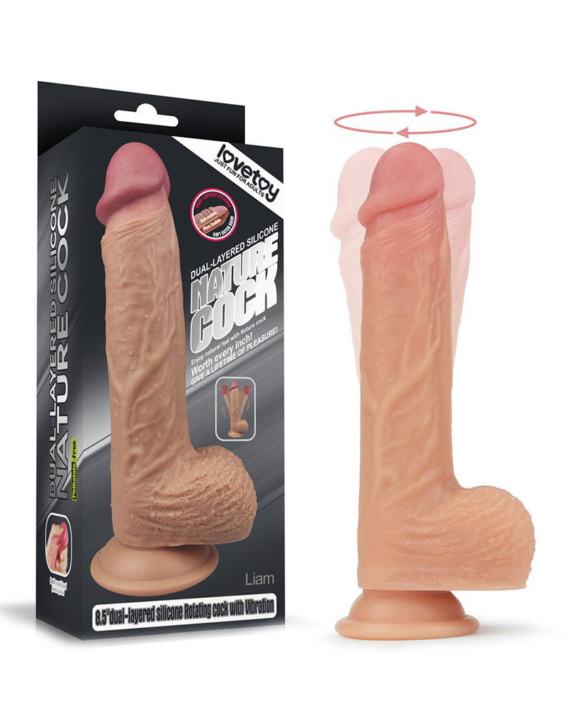 LoveToy - Roterende & Verwarmde Realistische Dildo 21 cm - Nude