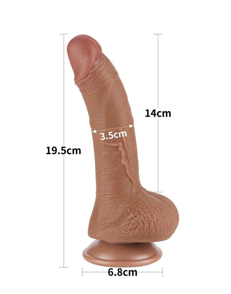 LoveToy - Sliding Skin Dildo 19,5 cm (Ø 3,5 cm) - Bruin