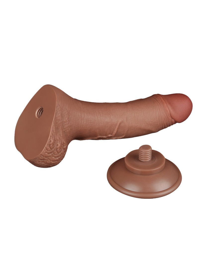 LoveToy - Sliding Skin Dildo 19,5 cm (Ø 3,5 cm) - Bruin