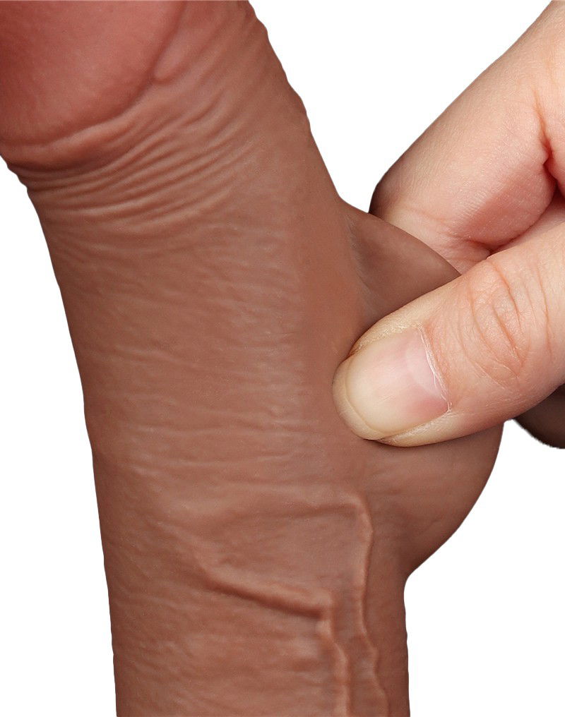 LoveToy - Sliding Skin Dildo 19,5 cm (Ø 3,5 cm) - Bruin