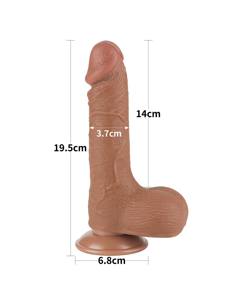 LoveToy - Sliding Skin Dildo 19,5 cm (Ø 3,7 cm) - Bruin