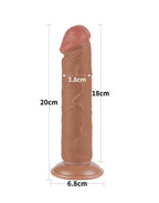 LoveToy - Sliding Skin Dildo 20 cm (Ø 3,8 cm) - Bruin
