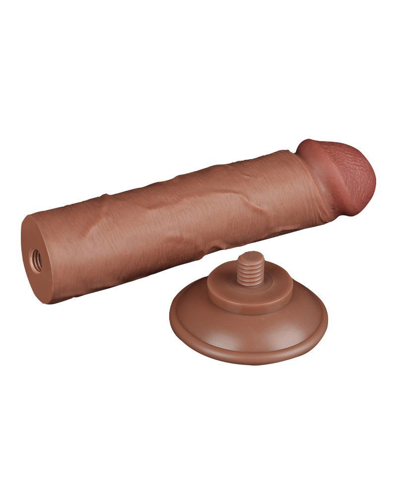 LoveToy - Sliding Skin Dildo 20 cm (Ø 3,8 cm) - Bruin