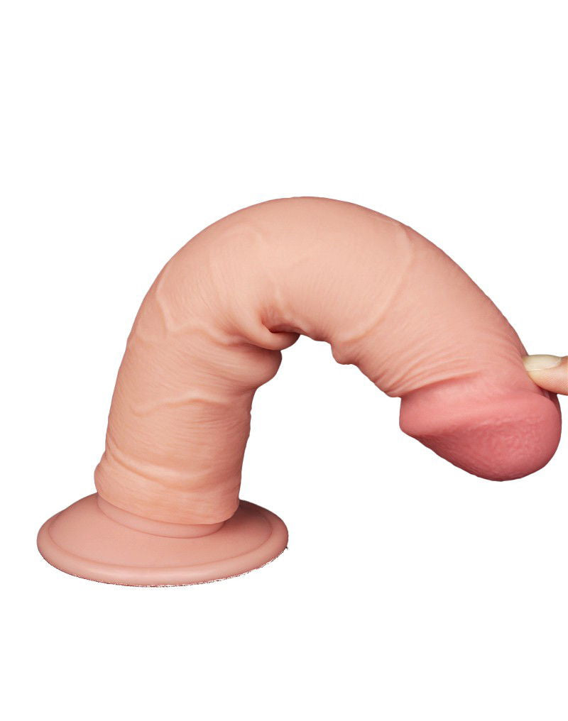 LoveToy - Glijdende Huid Dildo 20 cm (Ø 3.8 cm) - Nude