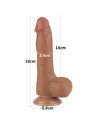 LoveToy - Sliding Skin Dildo 20 cm (Ø 3,9 cm) - Bruin