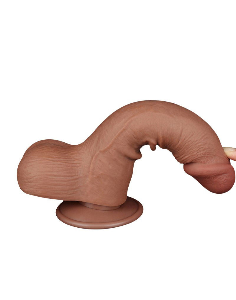 LoveToy - Sliding Skin Dildo 20 cm (Ø 3,9 cm) - Bruin