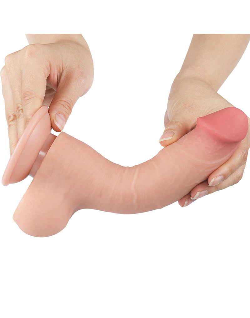 LoveToy - Glijdende Huid Dildo 20 cm (Ø 3.9 cm) - Nude