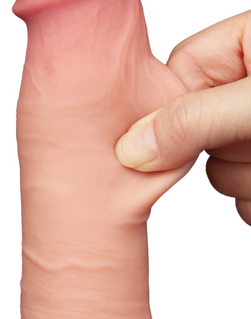 LoveToy - Glijdende Huid Dildo 20 cm (Ø 3.9 cm) - Nude