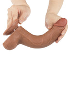 LoveToy - Sliding Skin Dildo 20 cm (Ø 4 cm) - Bruin