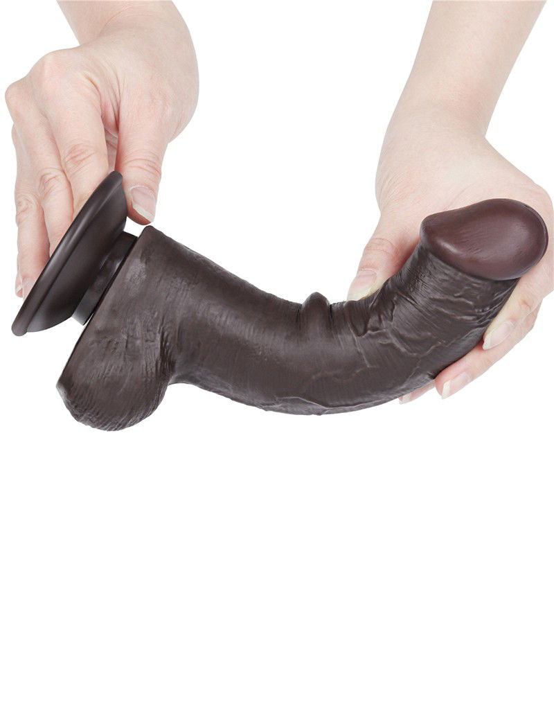 LoveToy - Glijdende Huid Dildo 20,8 cm (Ø 4 cm) - Zwart