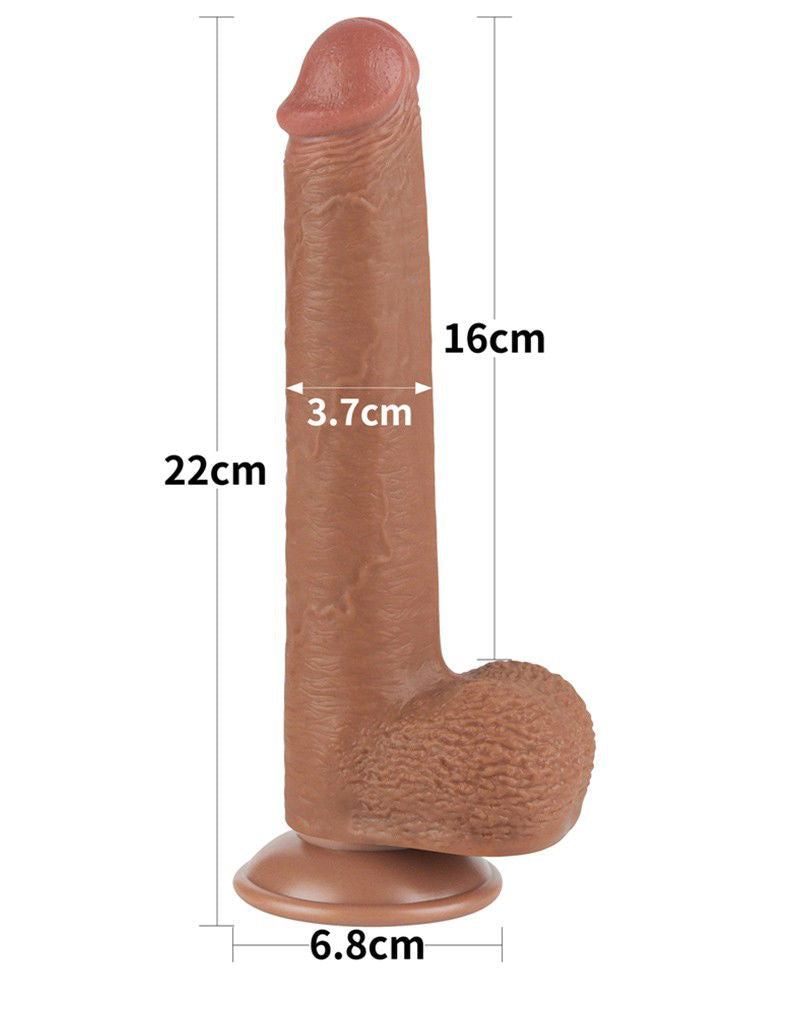 LoveToy - Sliding Skin Dildo 22 cm (Ø 3,7 cm) - Bruin