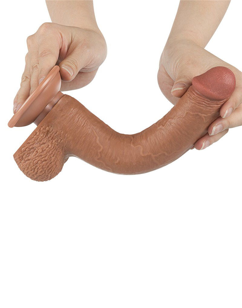 LoveToy - Sliding Skin Dildo 22 cm (Ø 3,7 cm) - Bruin