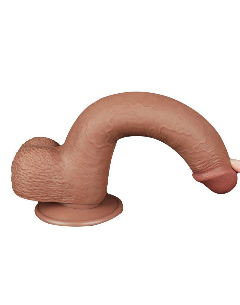 LoveToy - Sliding Skin Dildo 22 cm (Ø 3,7 cm) - Bruin