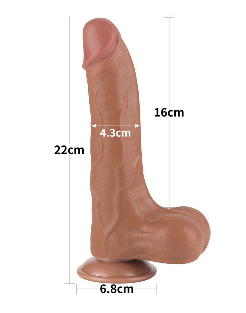 LoveToy - Sliding Skin Dildo 22 cm (Ø 4,3 cm) - Bruin