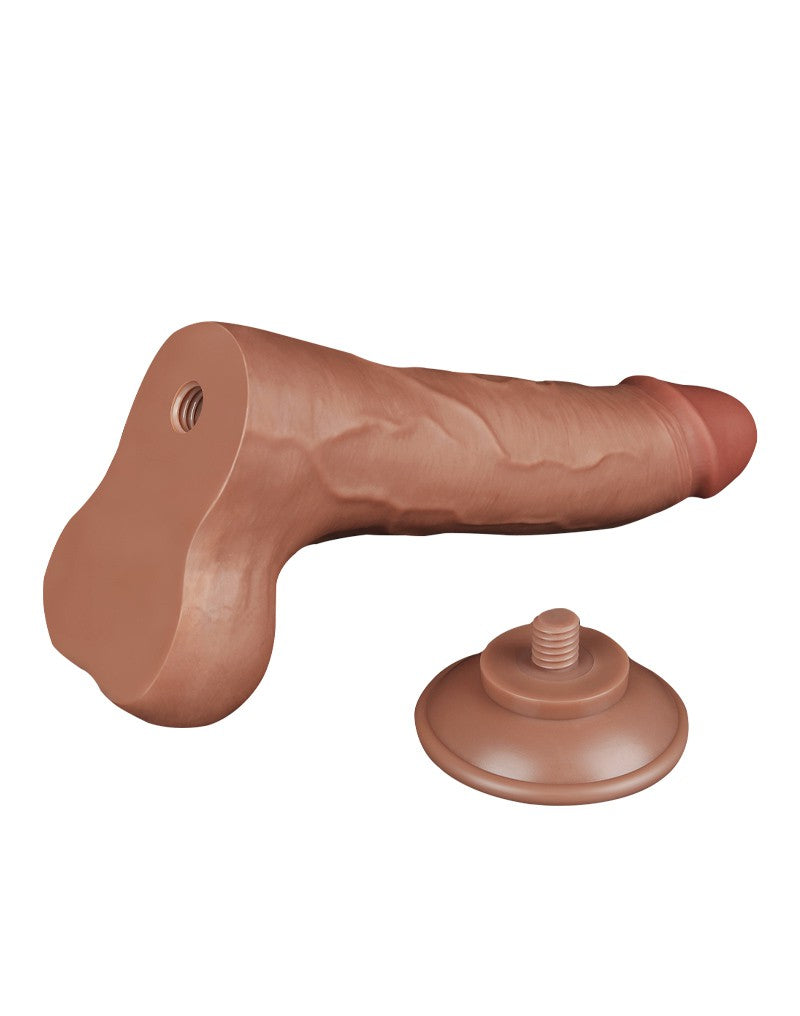 LoveToy - Sliding Skin Dildo 22 cm (Ø 4,3 cm) - Bruin