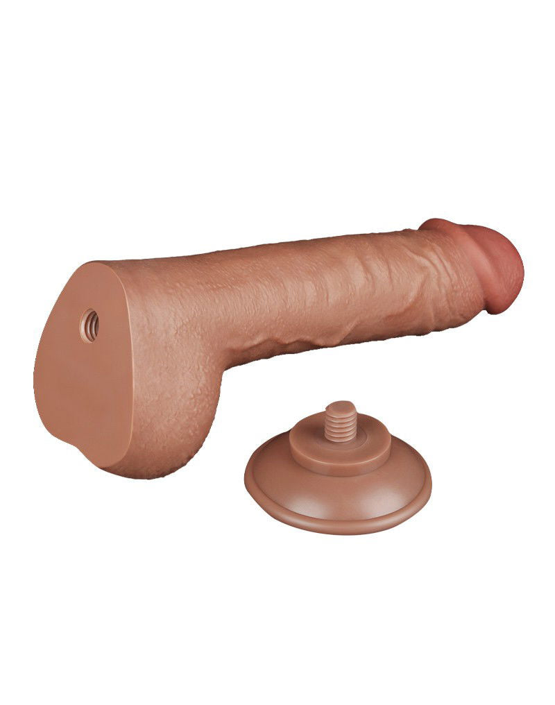 LoveToy - Sliding Skin Dildo 24 cm (Ø 4,3 cm) - Bruin