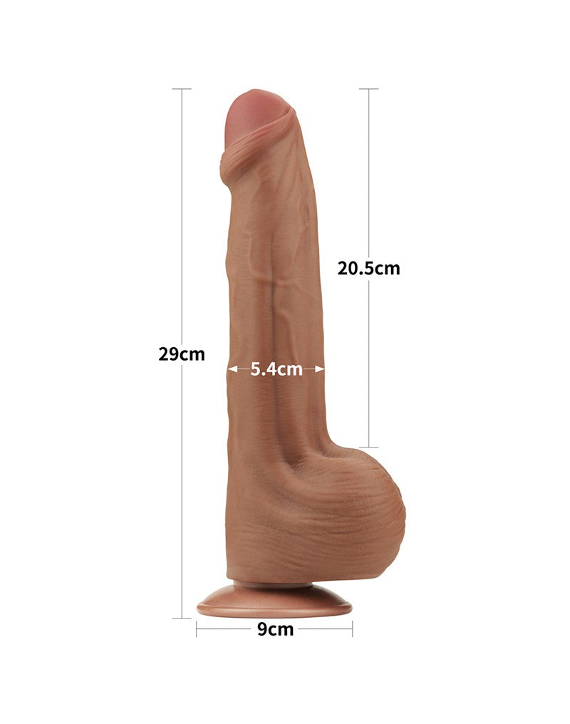 LoveToy - Sliding Skin Dildo 29 cm - Bruin