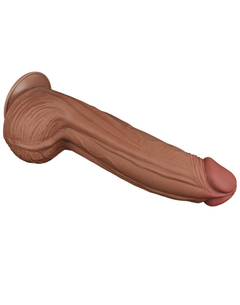 LoveToy - Sliding Skin Dildo 31 cm - Bruin